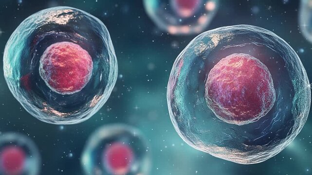 3d render embryonic stem cell in microscope 