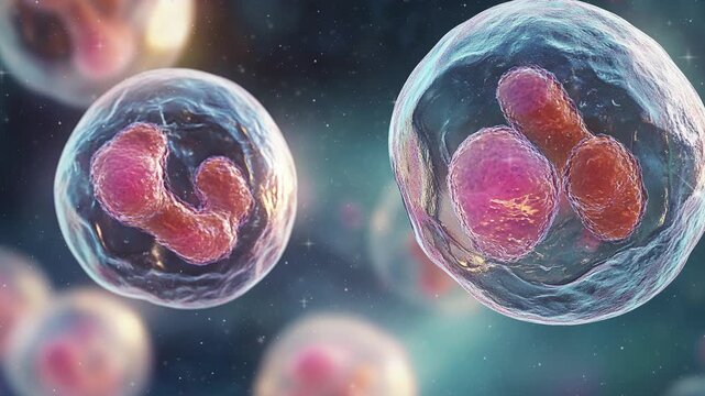 3d render embryonic stem cell in microscope 