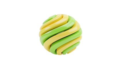 Abstract Swirled Egg Shape Green and Yellow on transparent background