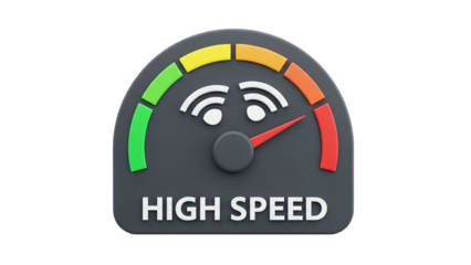 3D High Speed Indicator with Wifi Symbol on transparent background