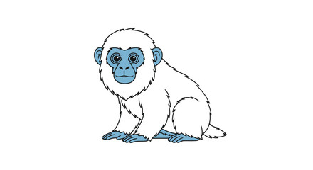 Cute white monkey illustration © A B I G A I L