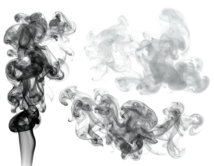 Several swirling, smoky wisps of varying shades against a transparent background