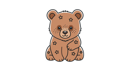 Cute cartoon bear cub with stars illustration © A B I G A I L