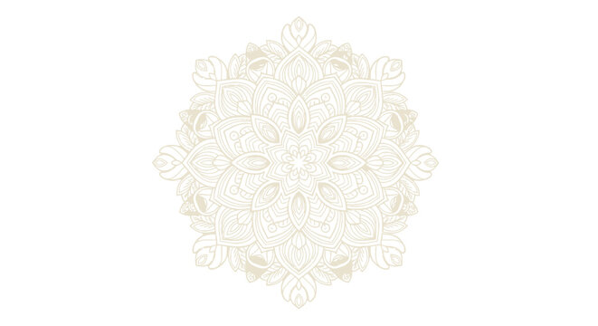 Elegant beige mandala pattern on a white background