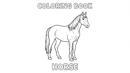 Simple Horse Animal Line Art Coloring Page