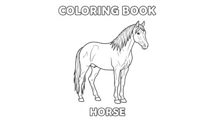 Simple Horse Animal Line Art Coloring Page