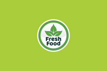 Fresh Organic Food Natural Label Sticker  logo with a combination of leaves design