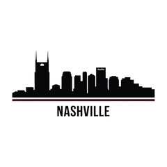 Naklejka premium Nashville skyline silhouette with city name displayed below the buildings