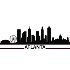 Atlanta skyline silhouette with ferris wheel and city name graphic