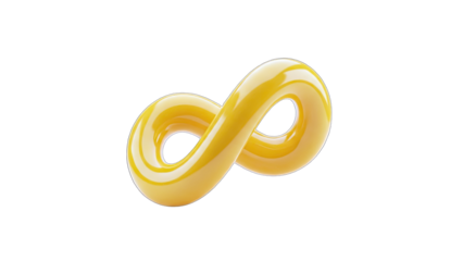 3D Yellow Infinity Symbol with Stripes on transparent background