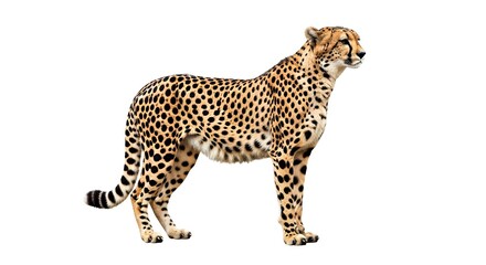 Fototapeta premium Cheetah Standing Isolated on White Background