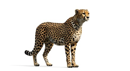 Obraz premium Cheetah Standing Isolated on White Background