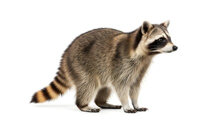 Obraz premium Raccoon Standing Isolated on White Background