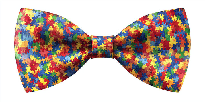 Colorful Puzzle Piece Bow Tie For Autism Awareness, Bright Gift Idea For Formal Wear And Parties - Powered by Adobe