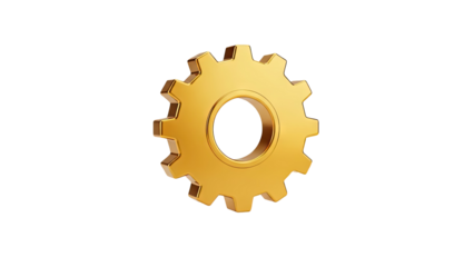 Golden Gear on transparent background