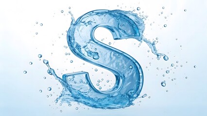 The refreshing letter s vividly shaped by clear blue water in an energetic splash