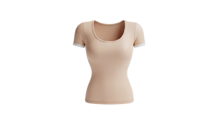 Nude Scoop Neck Short Sleeve T-Shirt on transparent background