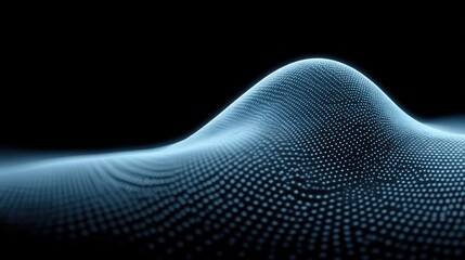 Abstract Visualization of Data Waves with Dots in Futuristic Style Against Black Background Highlighting Digital Concepts in Technology and Science