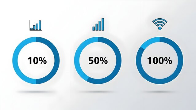 Infographic elements with percentages and statistics icons