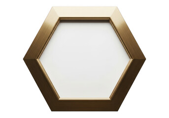 A gold hexagonal frame on transparent background with a black backdrop