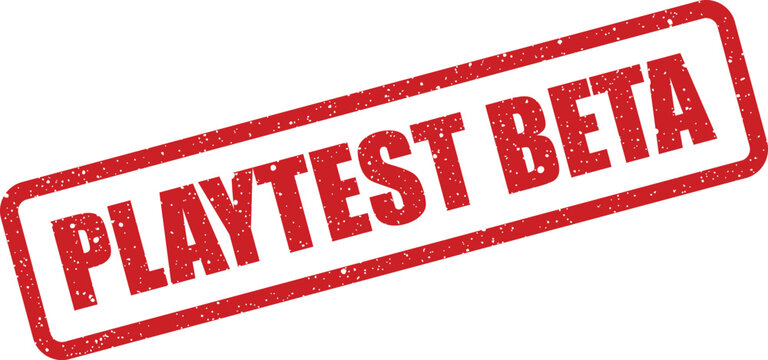 Textured rubber stamp illustration indicating a playtest beta phase for software or game development project