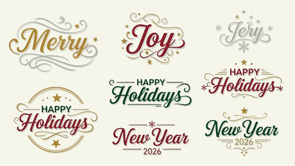 Fototapeta premium Elegant Festive Holiday Typography and Greeting Lettering Collection