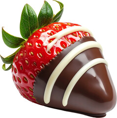 Dark chocolate dipped strawberry isolated on white