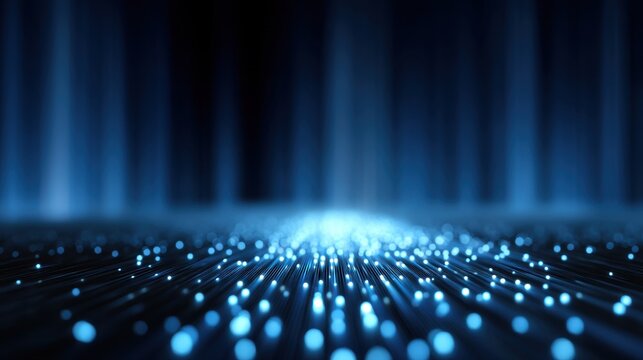 Abstract blue light beams and sparkling particles create a mystical atmosphere in a dark environment background for creative and artistic designs - Powered by Adobe