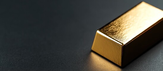 Shiny gold bar on dark surface