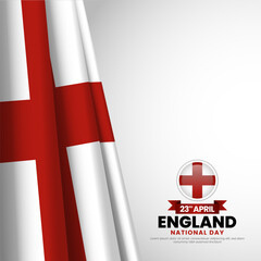 English flag for England st george's day square banner background with realistic flag