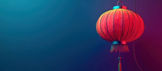 Obraz premium Viintimate apparelnt red chinese lantern with intricate details on dark gradient background