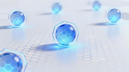 Blue spherical molecules with hexagonal patterns on a honeycomb surface