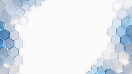 Abstract hexagonal pattern with blue and white gradient on a clean background
