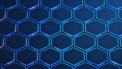 Blue hexagonal grid pattern with glowing lines on a dark background