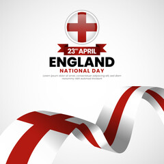 English flag for England st george's day square banner background with realistic flag