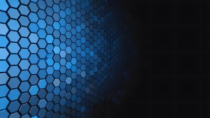 Abstract blue hexagonal pattern with gradient lighting effect