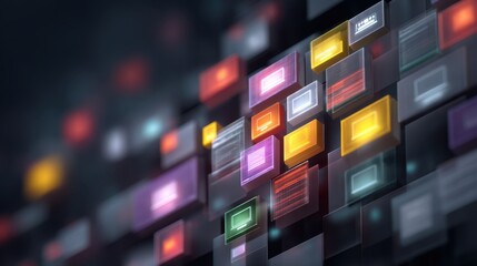 Abstract digital background with glowing geometric shapes and vibrant colors for technology and design applications highlighting innovation and creativity