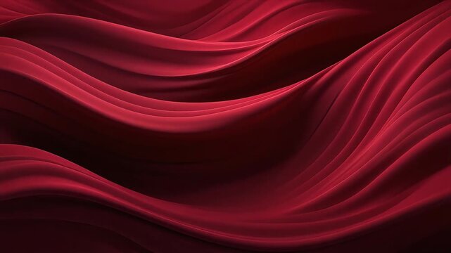 Ruby velvet waves with opulent texture depth, bold rim lighting, and refined slow parallax, delivering a dramatic cinematic luxury fabric visual for fashion and premium branding.