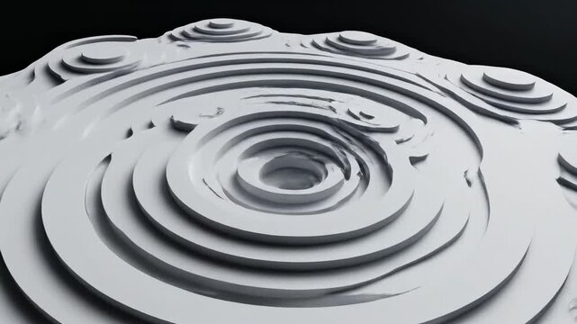 Smooth expansion of circular organic white contour shapes growing outward like topographic elevation maps or sound waves in zero gravity corporate use, expansion, seamless loop