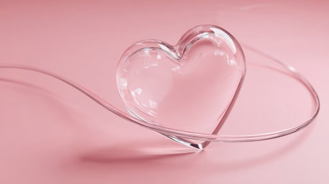 Transparent heart shape on pink background