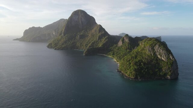 The aerial view of Bacuit Bay in the Philippines