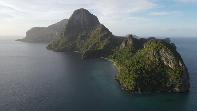 The aerial view of Bacuit Bay in the Philippines