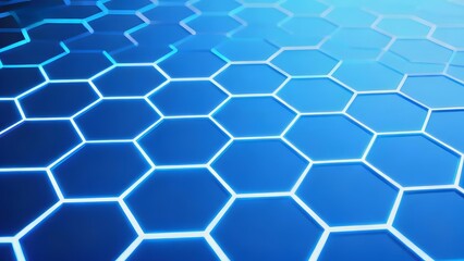 Fototapeta premium Blue hexagonal pattern with glowing white lines forming a futuristic geometric surface