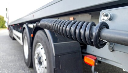 Close-up of a Trucks Suspension System and Wheels.