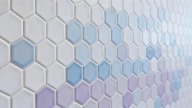 Hexagonal tile pattern with soft pastel colors in a gradient arrangement