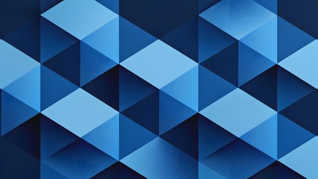 Abstract geometric pattern with blue triangular shapes forming a three-dimensional tessellation