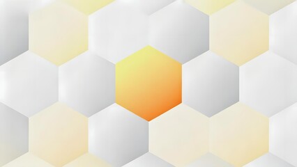 Geometric pattern of hexagons with a central orange hexagon surrounded by white and light yellow ones