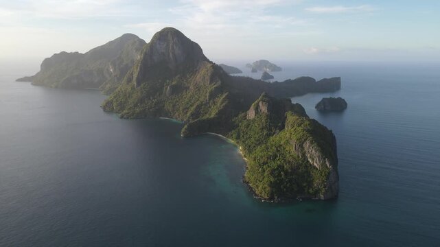The aerial view of Bacuit Bay in the Philippines