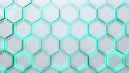 Naklejka premium Abstract hexagonal pattern with teal and white geometric tiles
