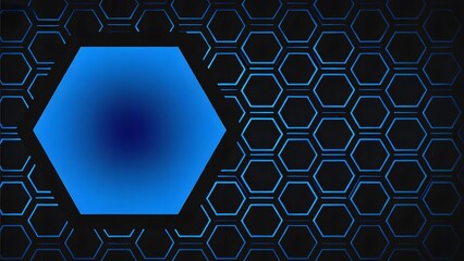 Blue hexagonal pattern with glowing center on dark background
